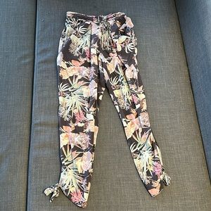 Vintage Floral Print Silk Pants sz. XS Morgan Carper